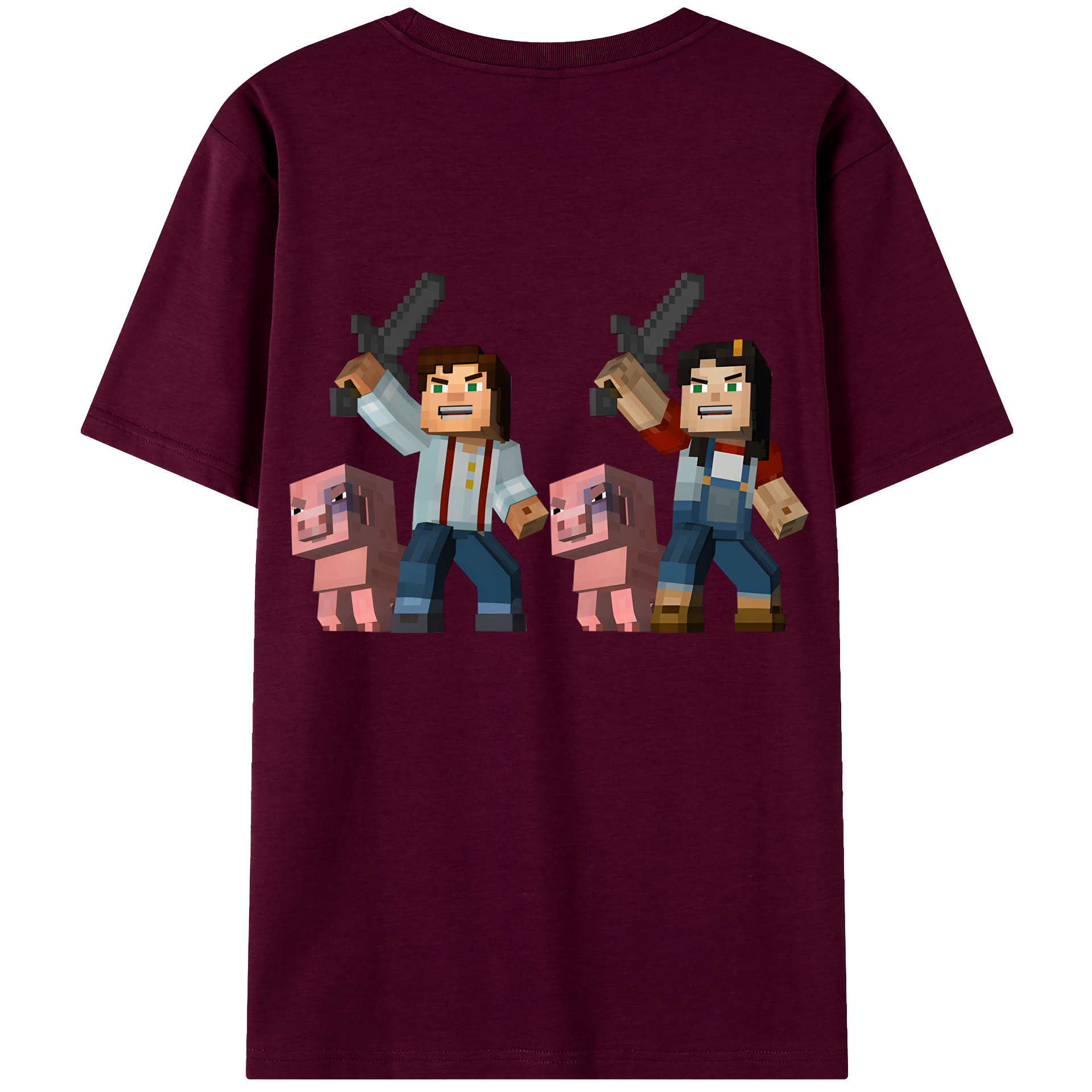 （画像用） マインクラフト ブロックの世界 Minecraft MC Block world レディース半袖Tシャツ(バックプリント)